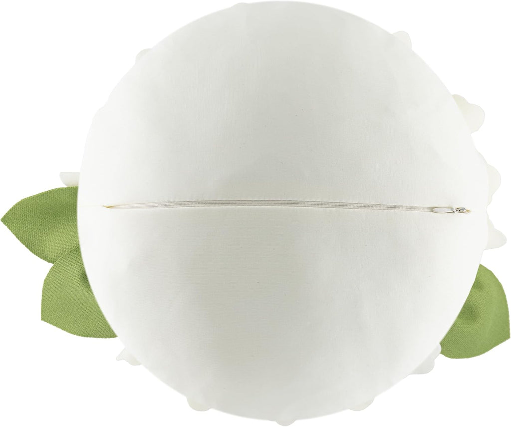 VG|creamy-white|3D Flower Design Round Throw Pillow Flower Decorative Floral Cushion