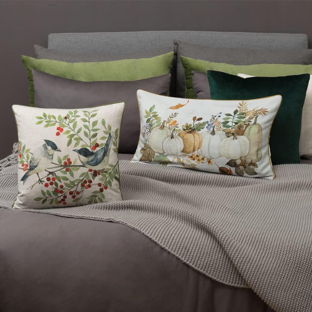 VG|pumpkin|Sunflower Throw Pillow Cover, White