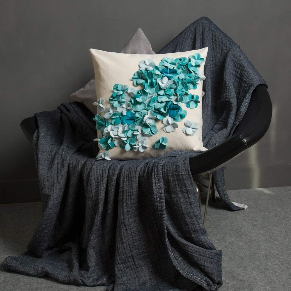 Handmade 3D Flower Throw Pillow Covers Decorative Aesthetic Floral Accent Pillow Cases Stereo Cushion for Couch Living Room Bed Chair Decor Beige