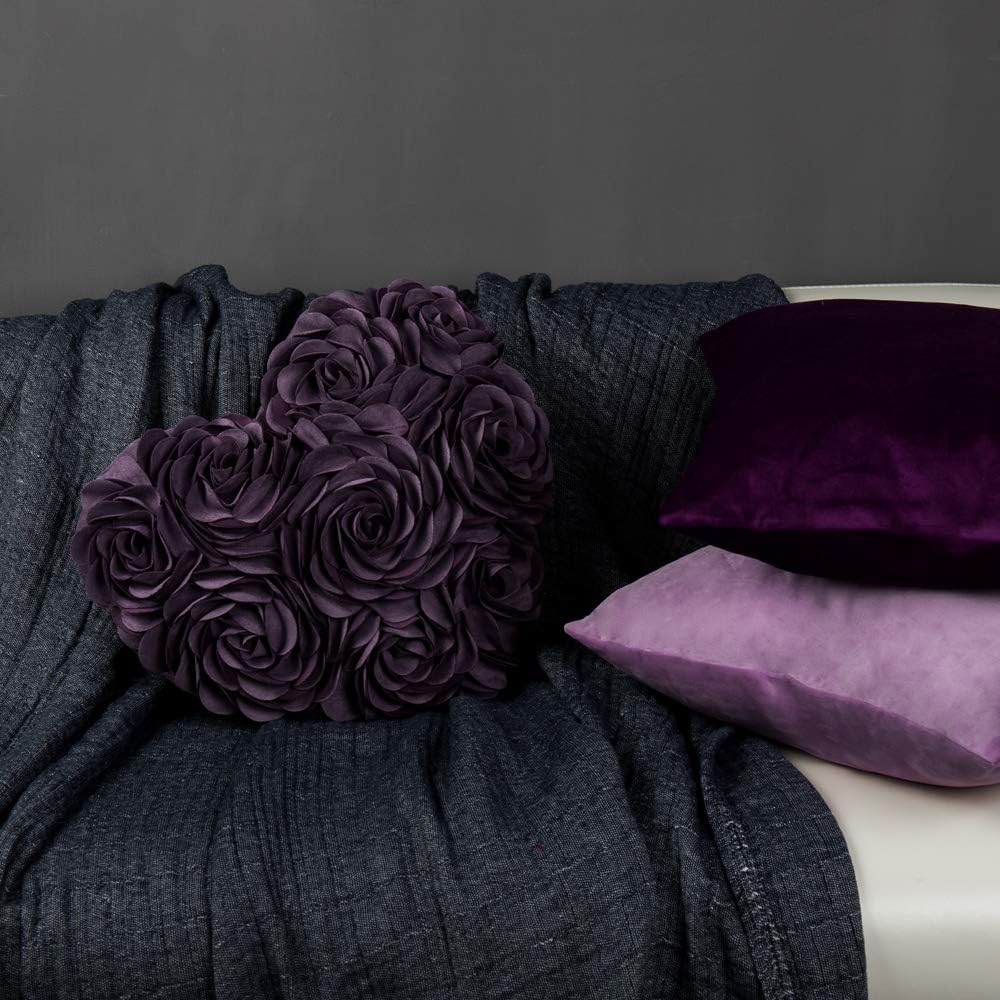 VG|lavender-purple|Heart Flower Throw Pillow Covers