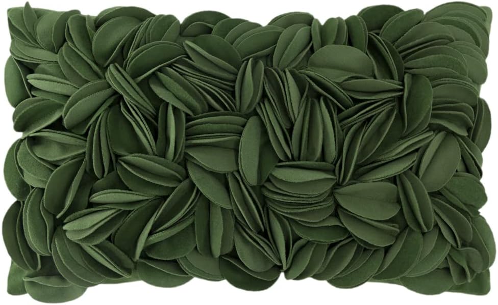 VG|grass-green-persian-velvet|Handmade 3D Floral Throw Pillow Cover
