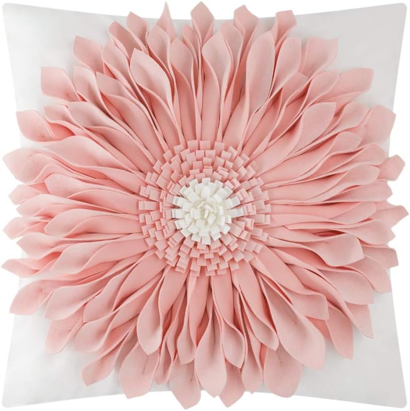 3D Sunflowers Throw Pillow Cover Wine Red - Pink-pink*white Velvet