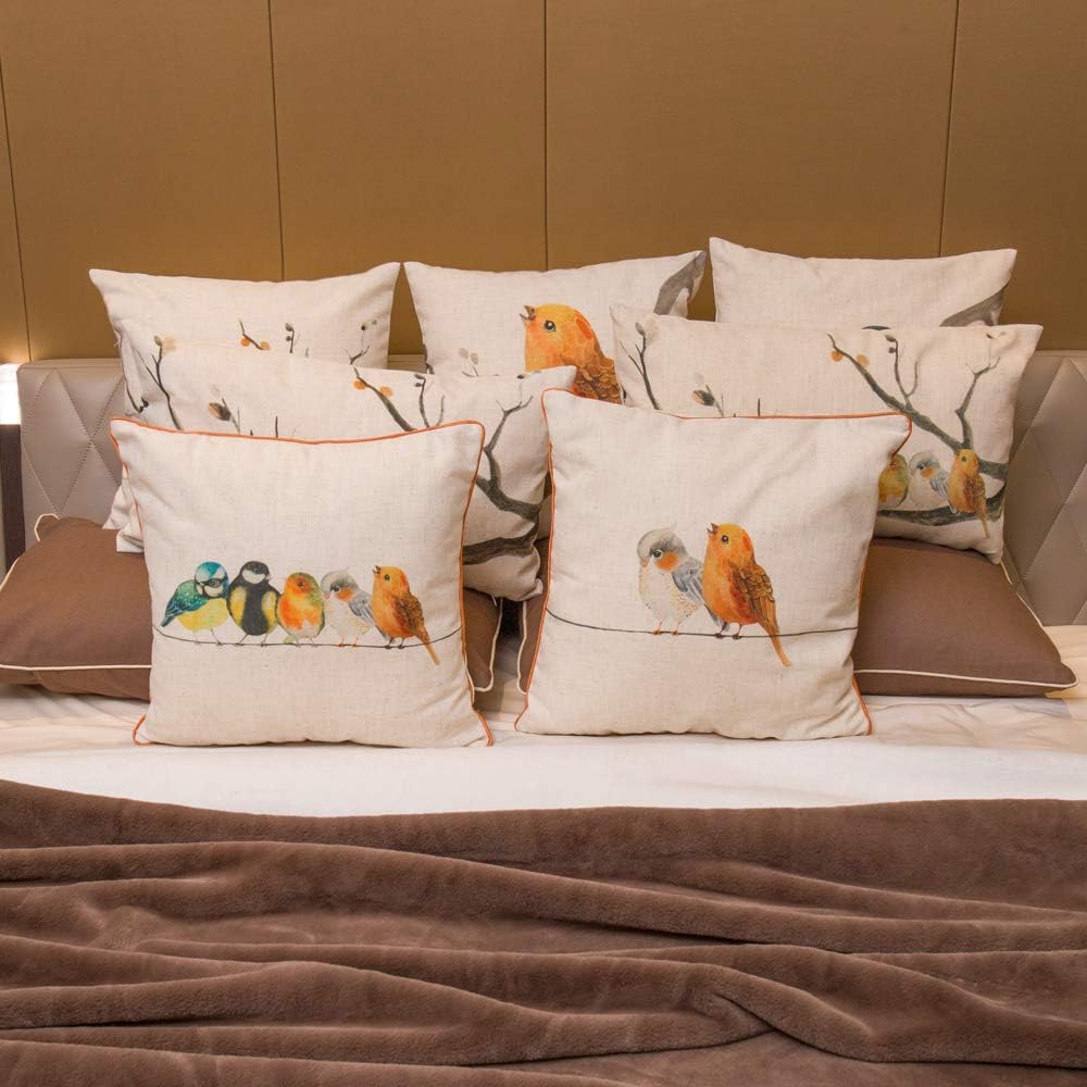 VG|pillowcase-i|Cute Birds Series Throw Pillow Cover Decorative Pillowcase Cushion Case Shell Linen Couch Bed Home Decor