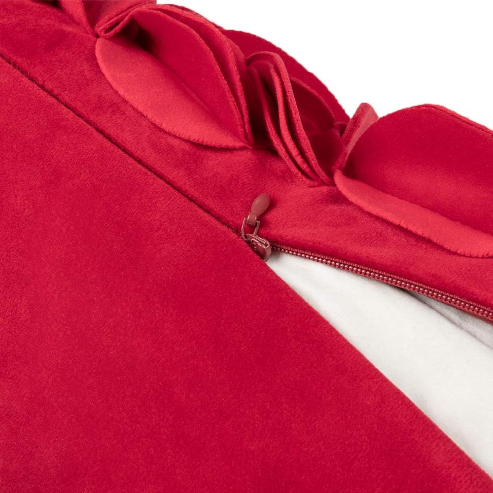 VG|red-velvet|Handmade 3D Floral Throw Pillow Cover
