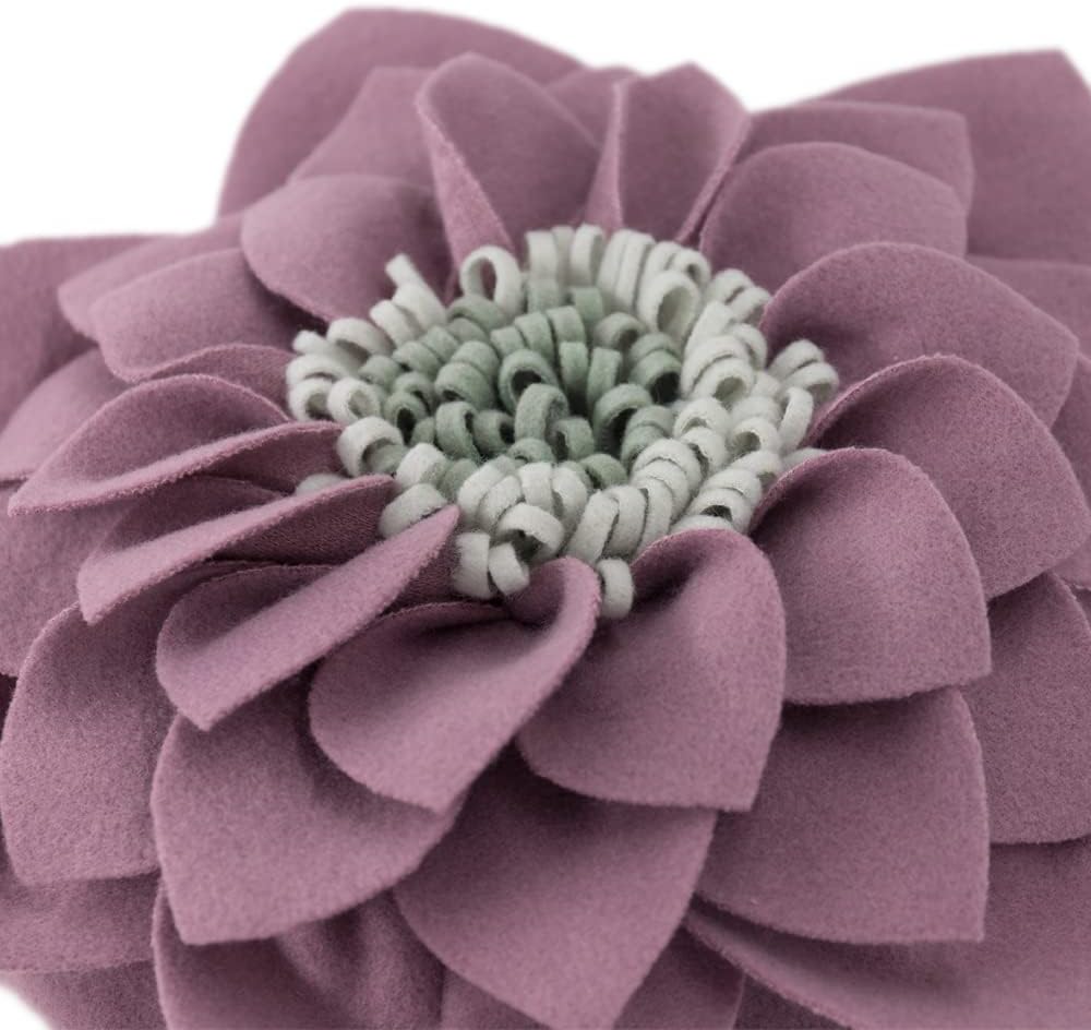 VG|purple|3D Flower Throw Pillow Decorative Accent Pillow Round Cushion for Sofa Couch Chair Bedroom Home Decor