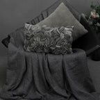 VG|dark-grey-velvet|Handmade 3D Floral Throw Pillow Cover