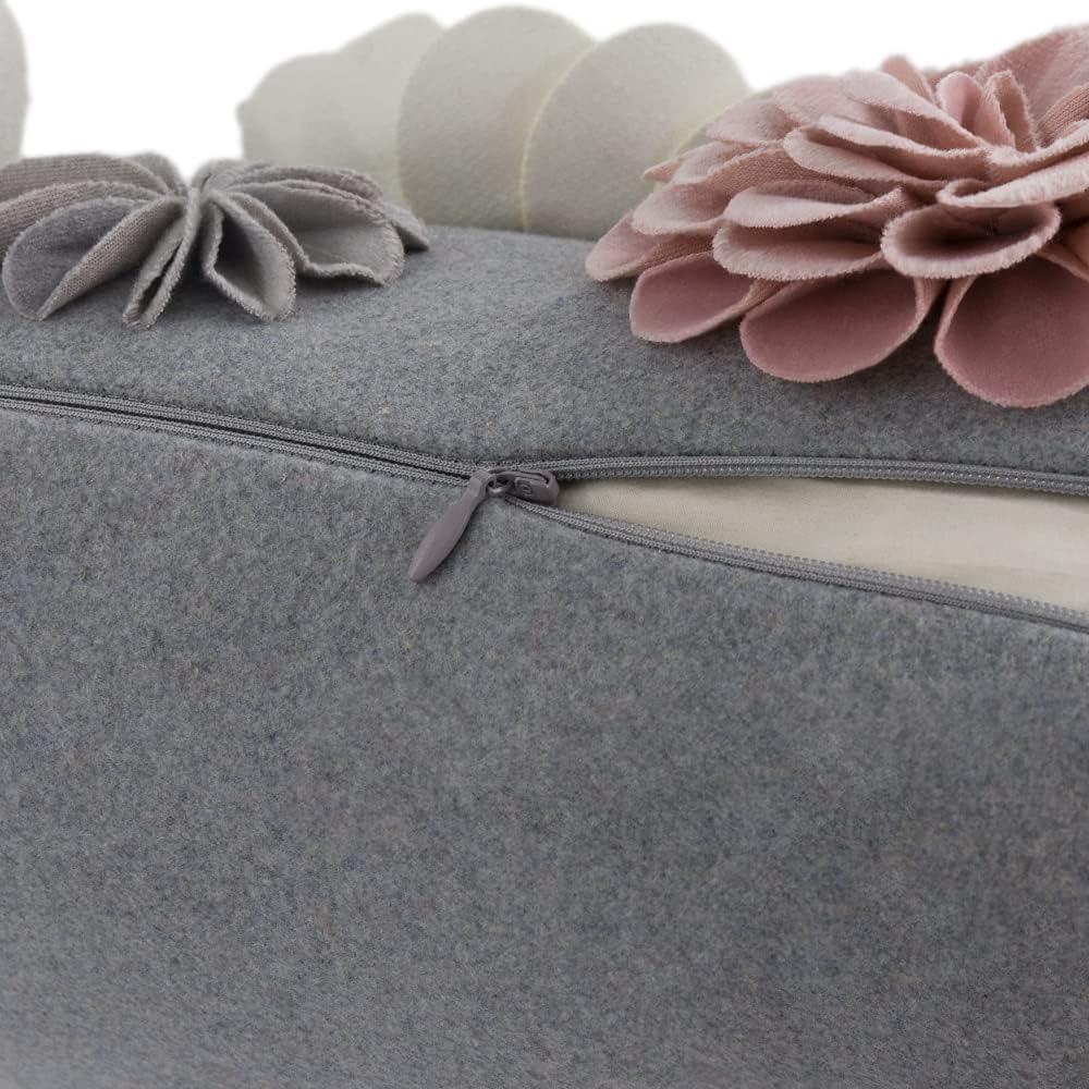 VG|colorful-faux-wool|3D Flower Throw Pillow Cover, Colorful