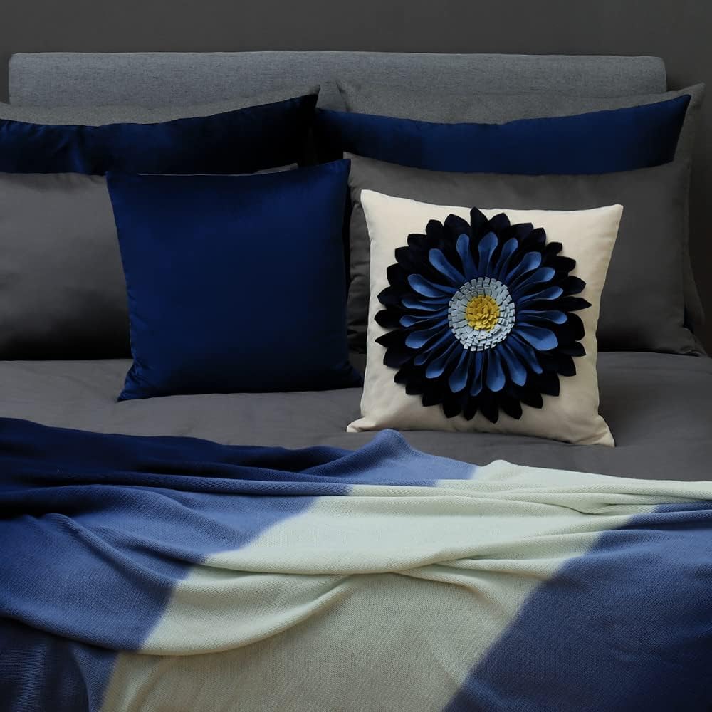 VG|blue-navy-blue-beige-canvas|3D Sunflowers Throw Pillow Cover Wine Red