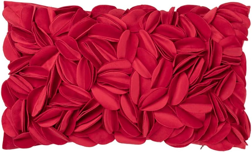 VG|red-velvet|Handmade 3D Floral Throw Pillow Cover
