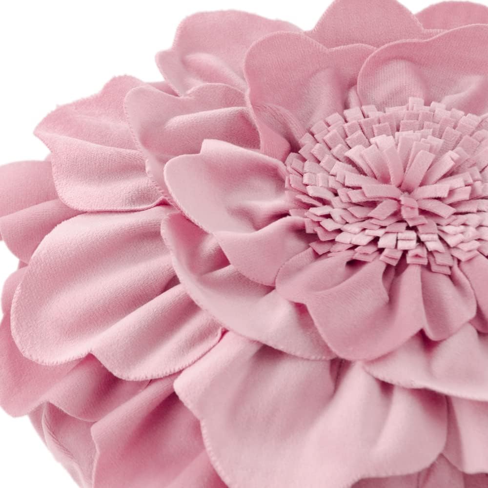 VG|blush-pink|Flower Throw Pillow Cover Decorative Round Pillowcase Floral Cushion for Bed Sofa Couch Car Decor