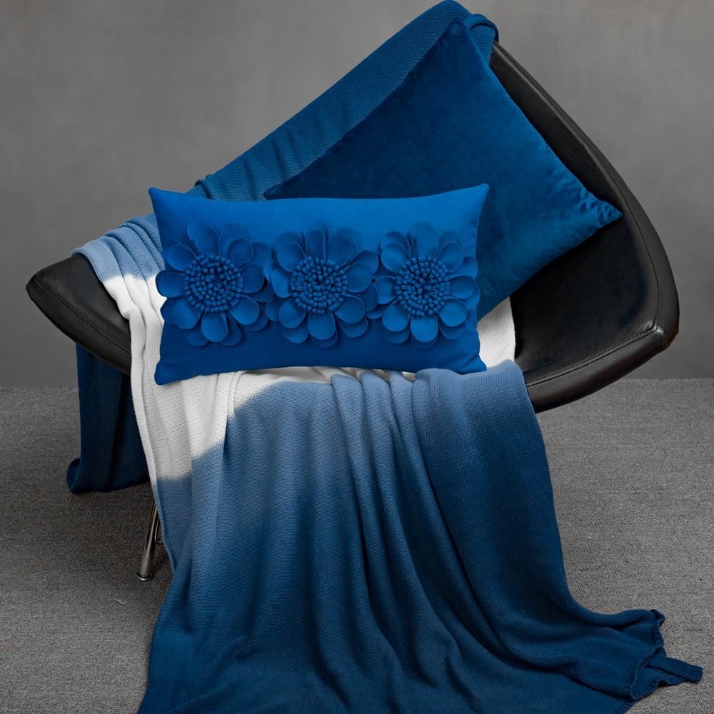 VG|royal-blue|3D Flower Throw Pillow Cover