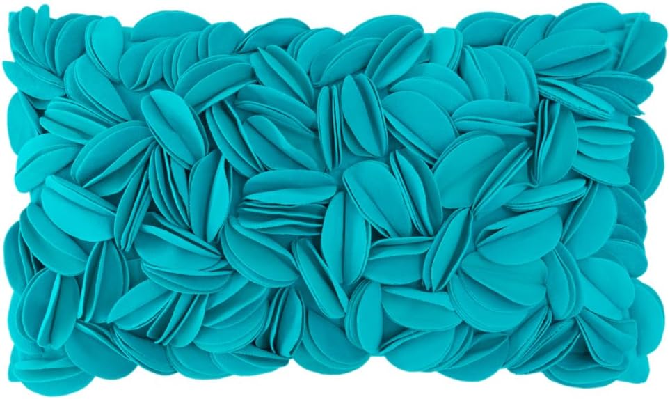 VG|dark-cyan-wool|Handmade 3D Floral Throw Pillow Cover
