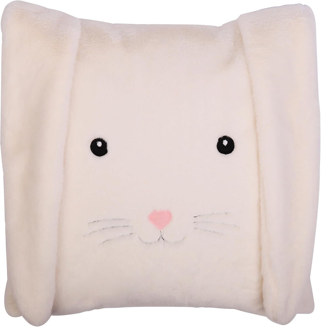 Long Eared Rabbit Throw Pillow Cover Faux Fur Plush Pillow Case Easter Decorative Cushion Cover for Holiday Home Decor Sofa Couch Living Bed Room Beige - Default Title