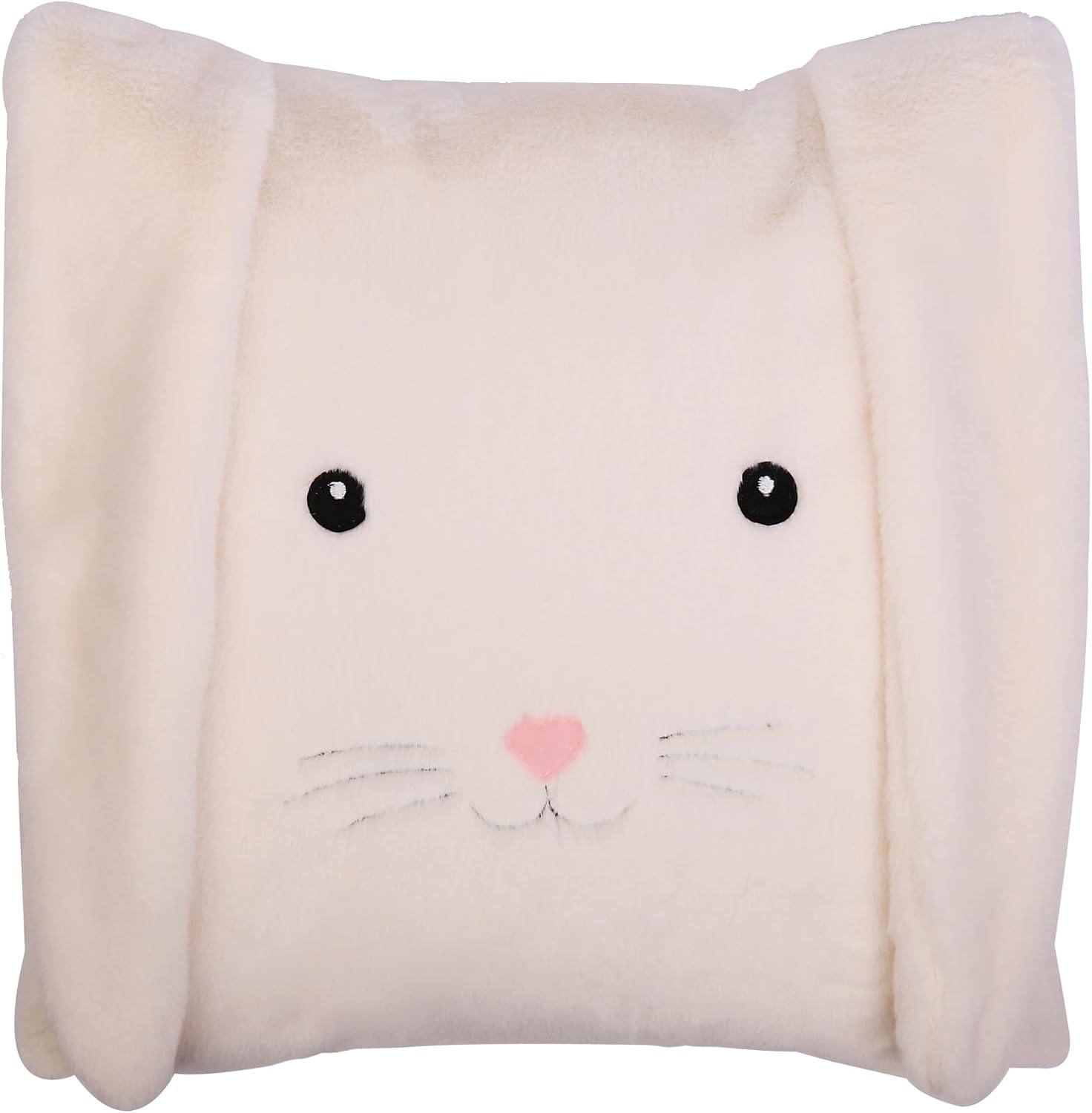Long Eared Rabbit Throw Pillow Cover Faux Fur Plush Pillow Case Easter Decorative Cushion Cover for Holiday Home Decor Sofa Couch Living Bed Room Beige - Default Title