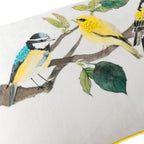 VG|aqua-yellow-beige-with-4-birds|Cute Birds Throw Pillow Cover Lumbar Accent Cushion Embroidered Pillowcase for Home Sofa Bed Living Room Dark Blue Orange Beige