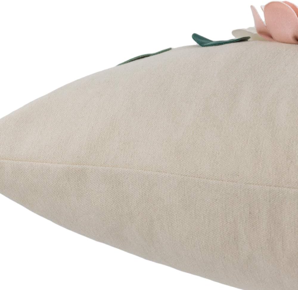 VG|pink|Decorative 3D Flower Throw Pillow Cover Handmade Floral Accent Cushion Case for Living Room Sofa Couch Chair Gray