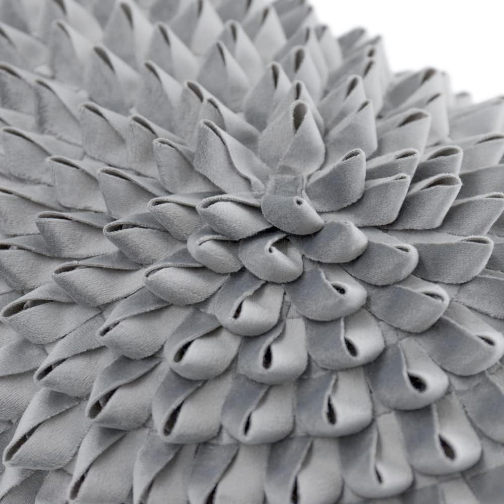 VG|a1-lght-grey-velvet|3D Flower Throw Pillow Cover, Velvet, Light Grey