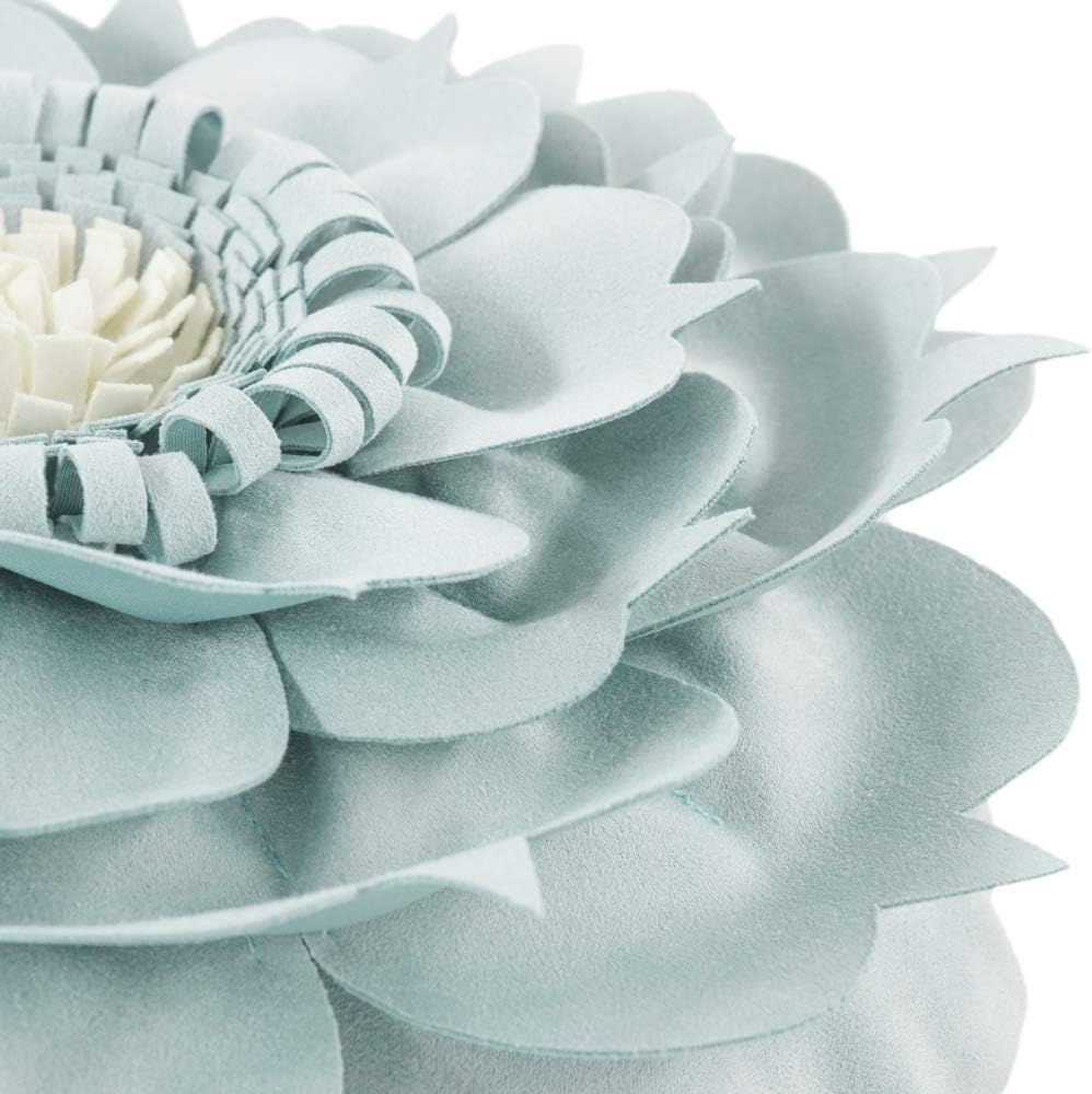 VG|blue|3D Flower Decorative Throw Pillow Accent Handmade Round Pillow Cushion with Insert for Home Couch Bedroom Decor