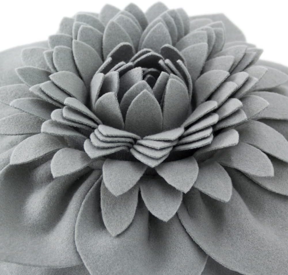 VG|gray|3D Flower Throw Pillows with Insert Included Decorative Handmade Accent Round Pillow Cushion for Couch Bedroom Aesthetic Home Decor