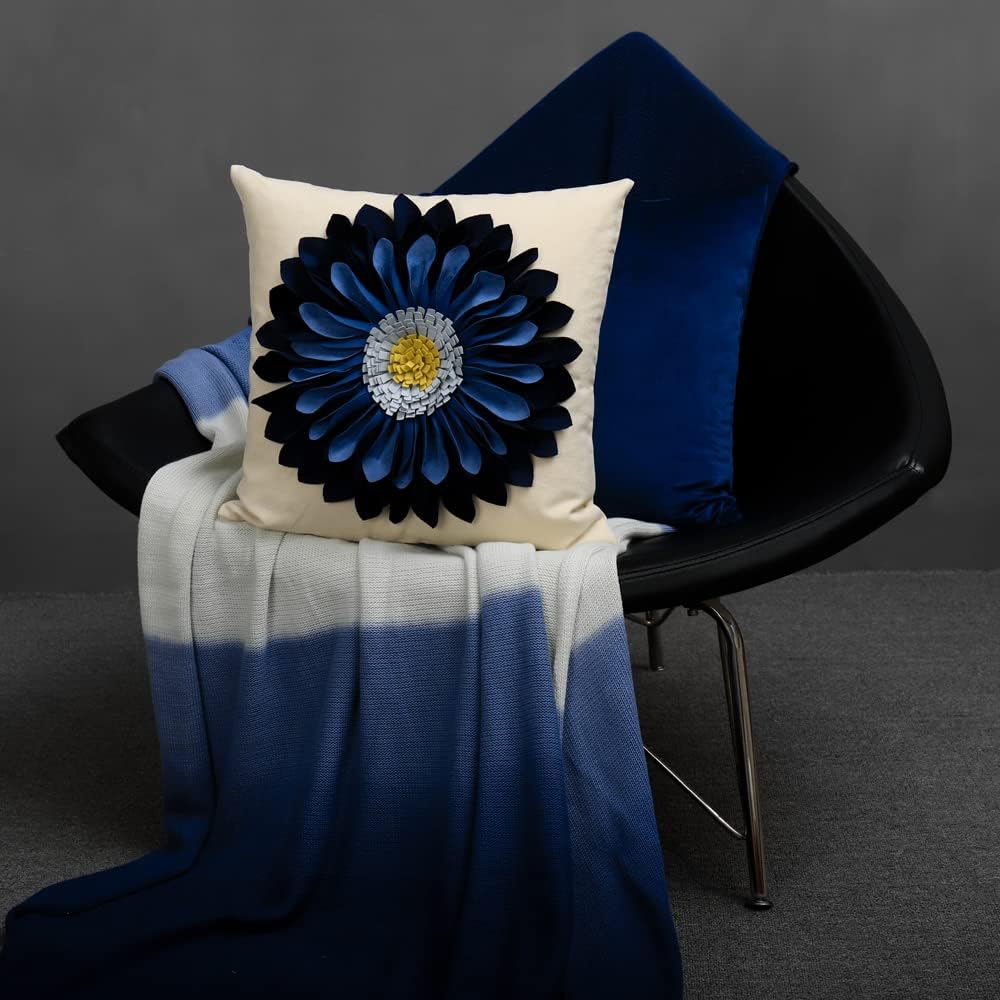 VG|blue-navy-blue-beige-canvas|3D Sunflowers Throw Pillow Cover Wine Red