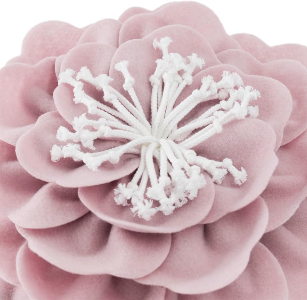 VG|vivid-pink|Flower Throw Pillow Cover Decorative Round Pillowcase Floral Cushion for Bed Sofa Couch Car Decor