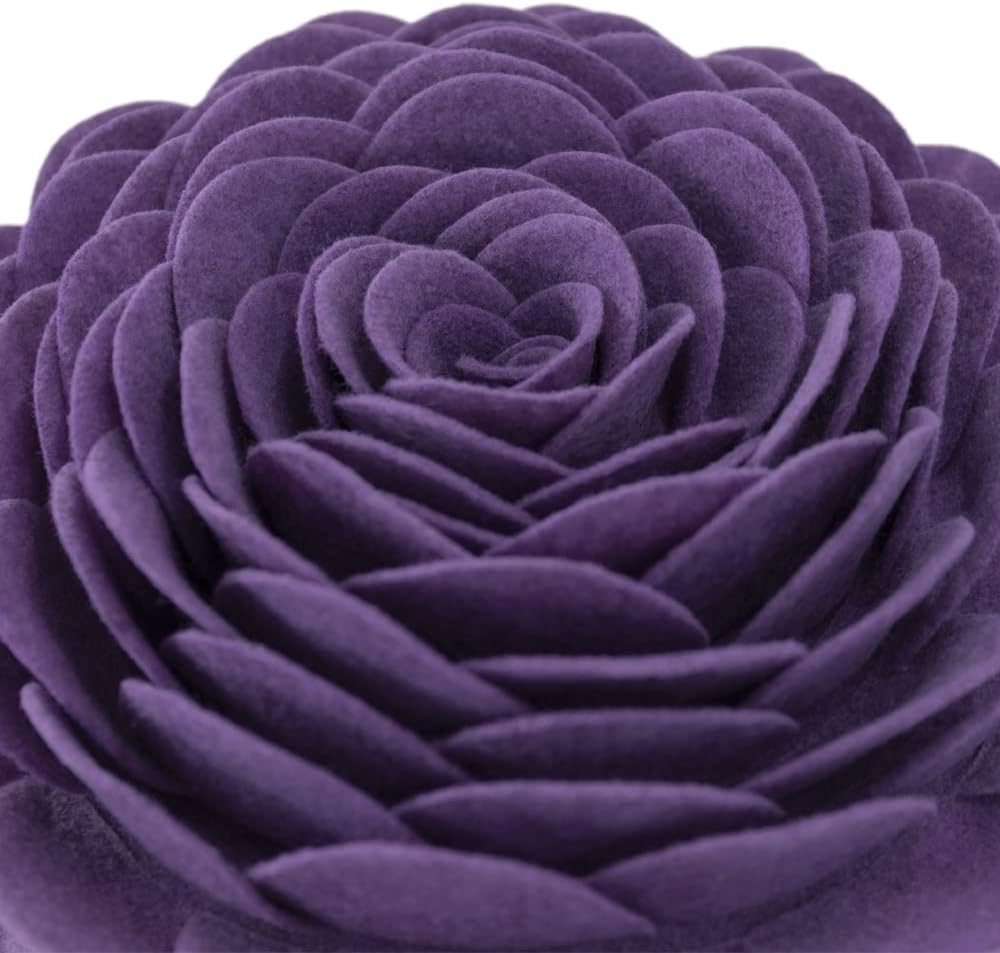VG|purple|Handmade 3D Flower Throw Pillow Round Cushion