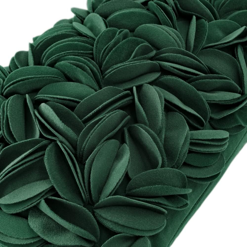 VG|dark-green-persian-velvet|Handmade 3D Floral Throw Pillow Cover