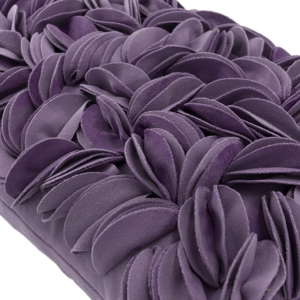 VG|purple-velvet|Handmade 3D Floral Throw Pillow Cover