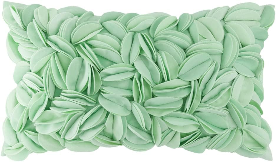 VG|mint-green-solid-suede|Handmade 3D Floral Throw Pillow Cover