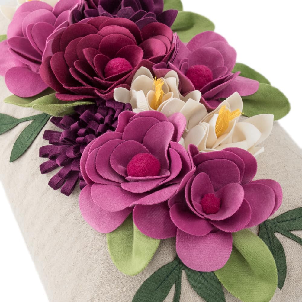 VG|3dflower-c-magenta|Decorative 3D Flower Throw Pillow Covers