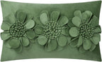 VG|green|3D Flower Throw Pillow Cover