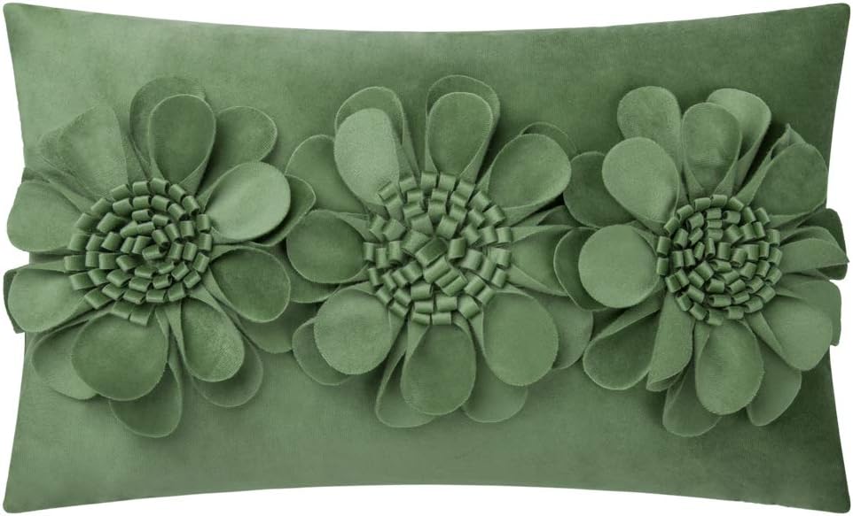 VG|green|3D Flower Throw Pillow Cover
