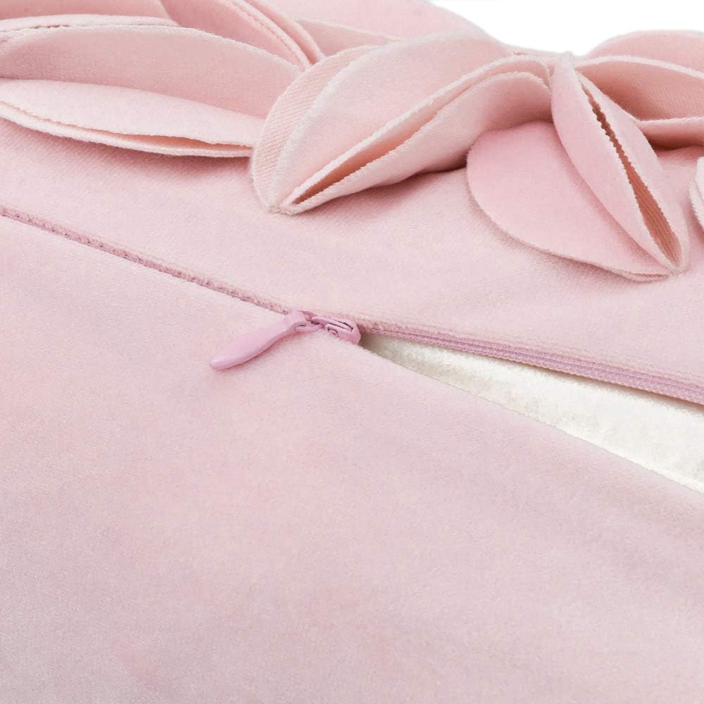 VG|pink-velvet|Handmade 3D Floral Throw Pillow Cover