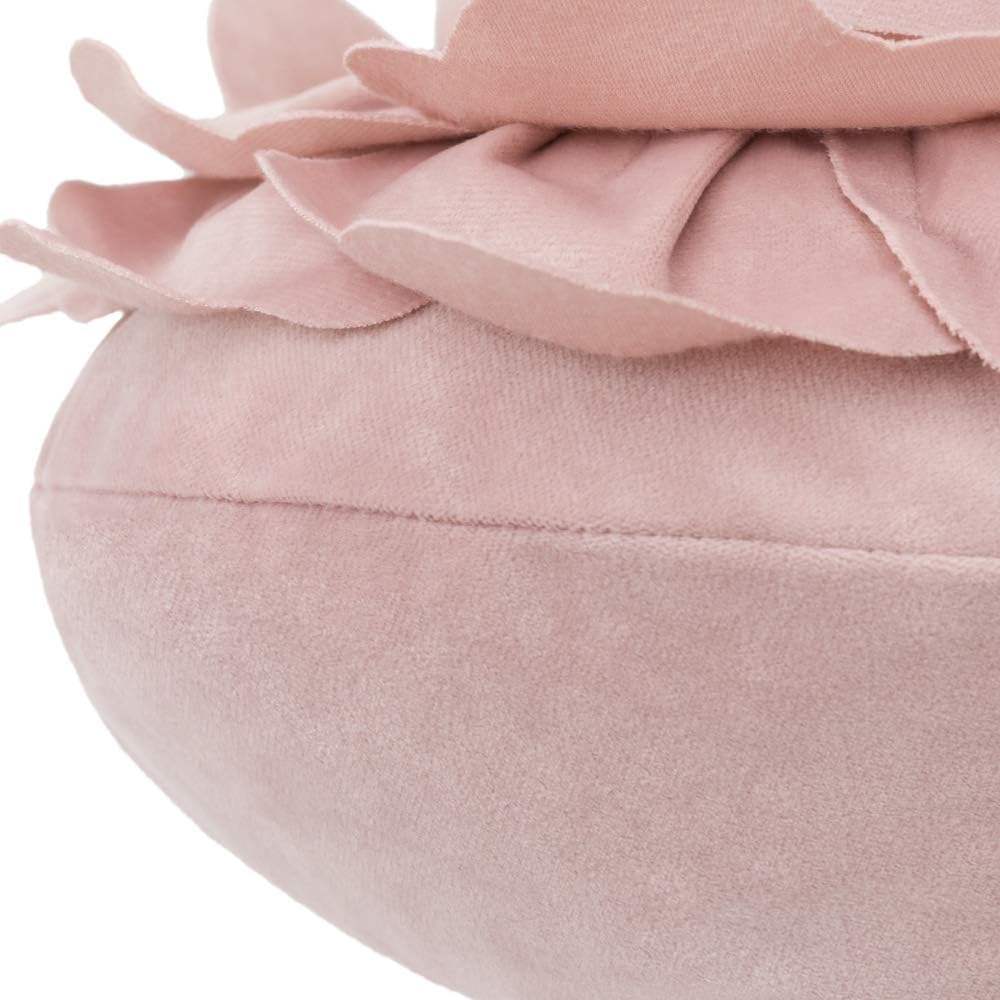 VG|rose-gold|Flower Throw Pillow Cover Decorative Round Pillowcase Floral Cushion for Bed Sofa Couch Car Decor