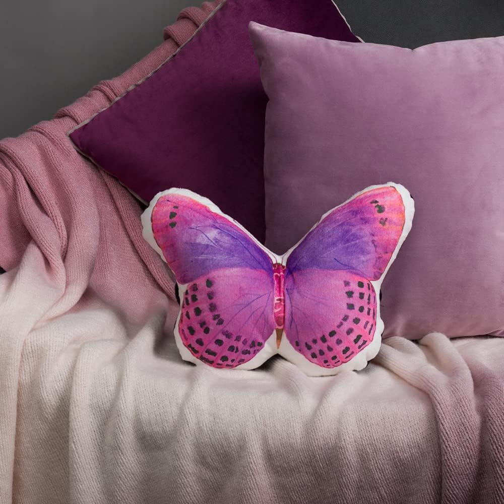 VG|z-neck-pink|3D Butterfly Throw Pillow, Hot Pink