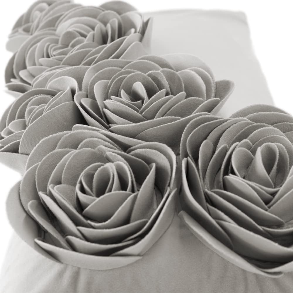 VG|gray|3D Flower Throw Pillow Cover Handmade Floral Soft Velvet Lumbar Cushion for Bed Living Room Chair Couch Decor Gold
