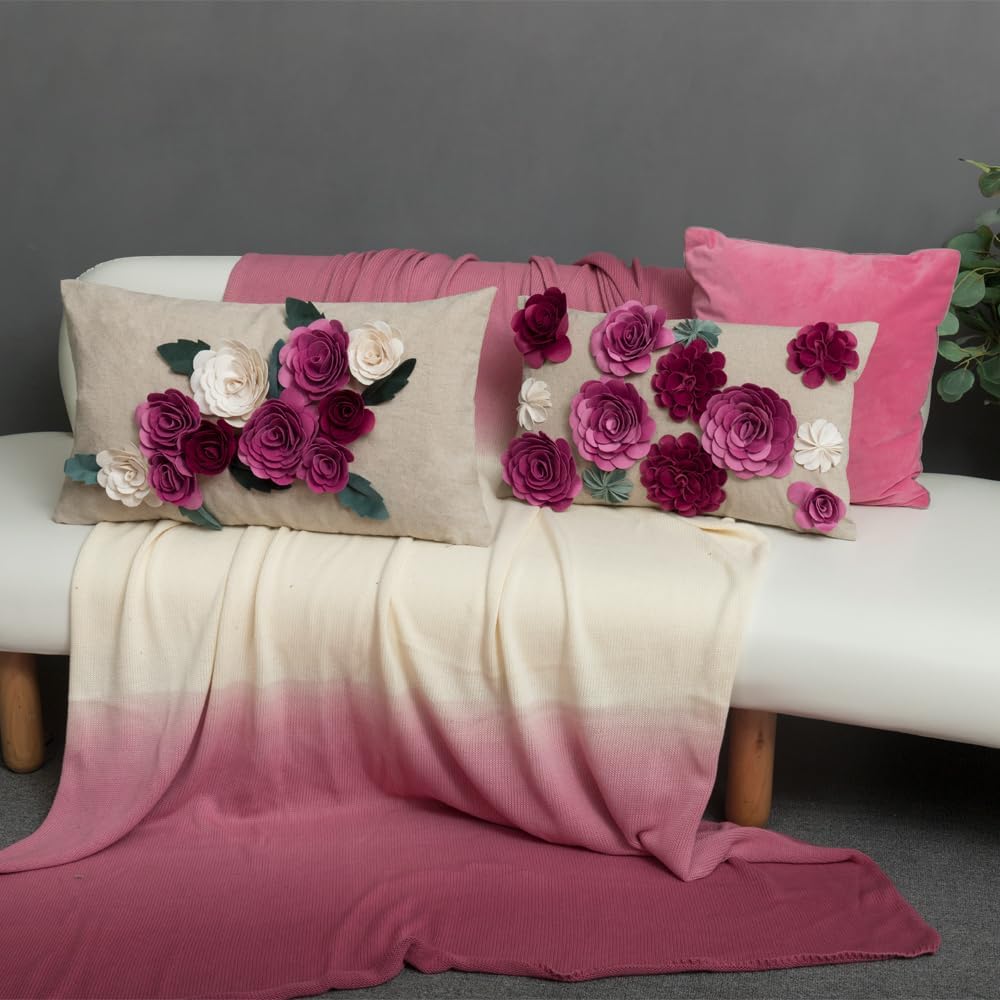 VG|rosered|3D Flower Throw Pillow Cover