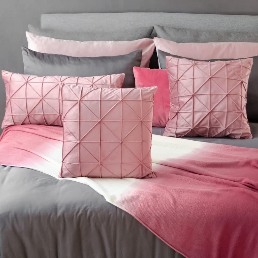 VG|grayish-pink|Velvet Pillow Cover