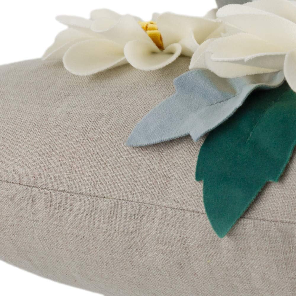 3D Daisy Flower Throw Pillow Cover, White