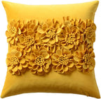 VG|yellow|Handmade 3D Flower Throw Pillow Cover