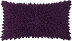 VG|purple|3D Flower Throw Pillow Cover, Velvet, Light Grey