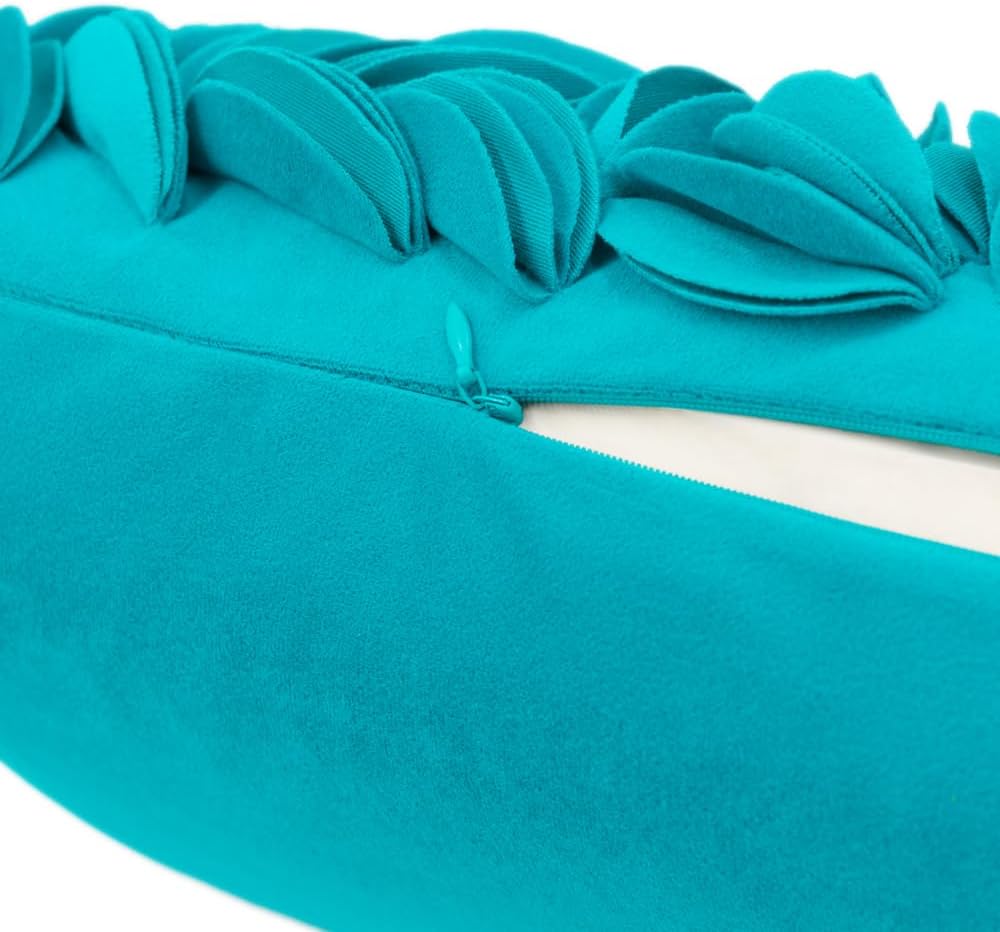 VG|dark-cyan-wool|Handmade 3D Floral Throw Pillow Cover
