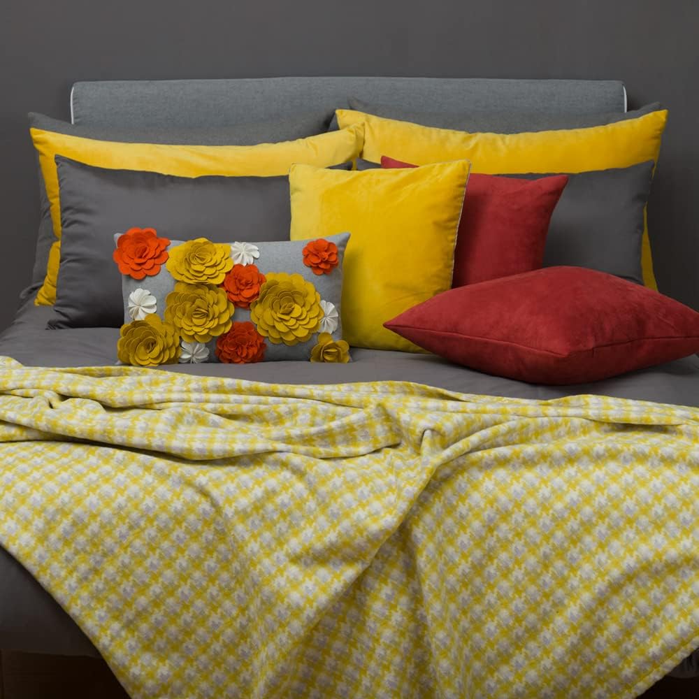 VG|colorful-orangeyellow-faux-wool|3D Flower Throw Pillow Cover, Colorful