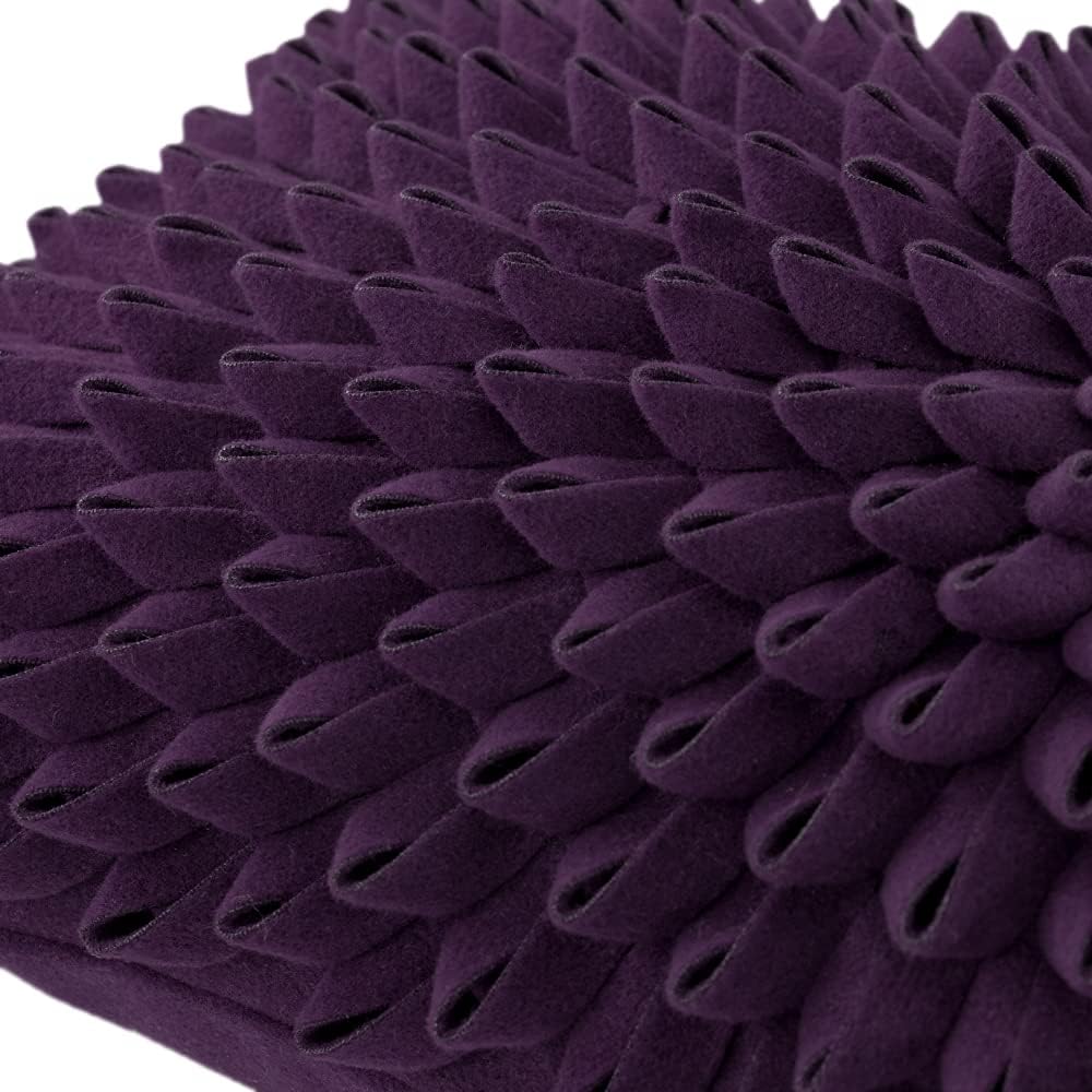 VG|purple|3D Flower Throw Pillow Cover, Velvet, Light Grey