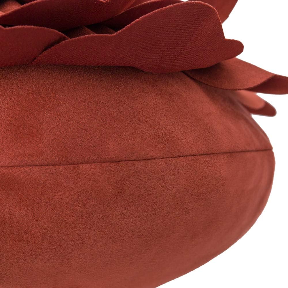 VG|rust-red|Flower Throw Pillow Cover Decorative Round Pillowcase Floral Cushion for Bed Sofa Couch Car Decor