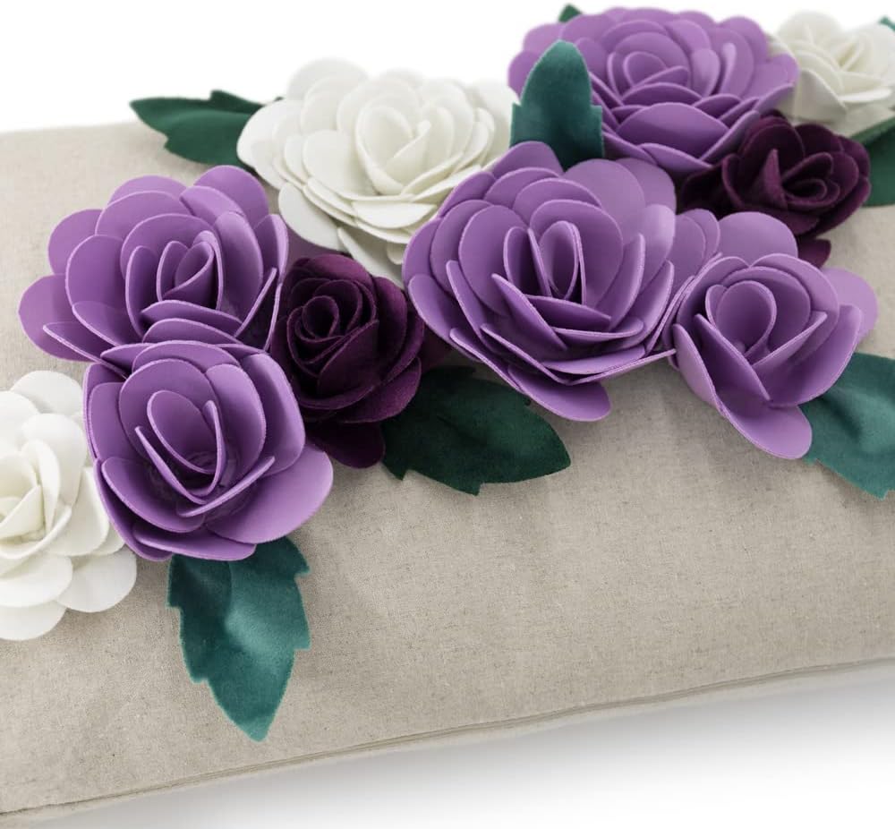 VG|purple-new|3D Flower Throw Pillow Cover