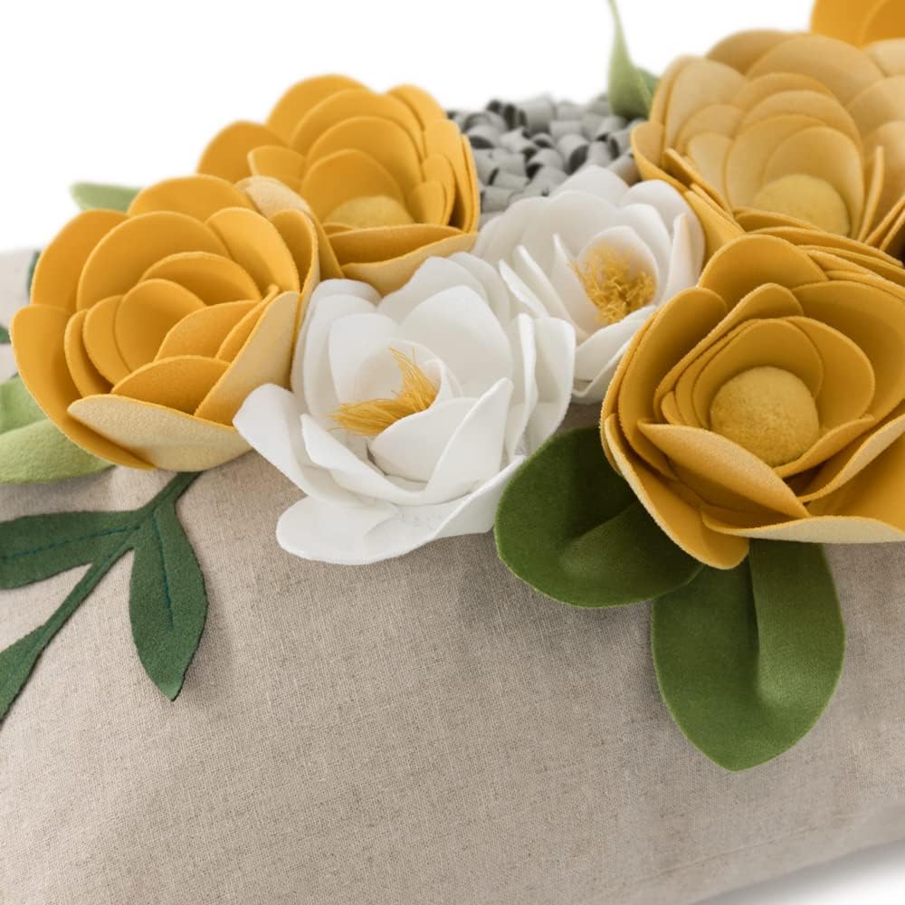 VG|3dflower-a-yellow|Decorative 3D Flower Throw Pillow Covers