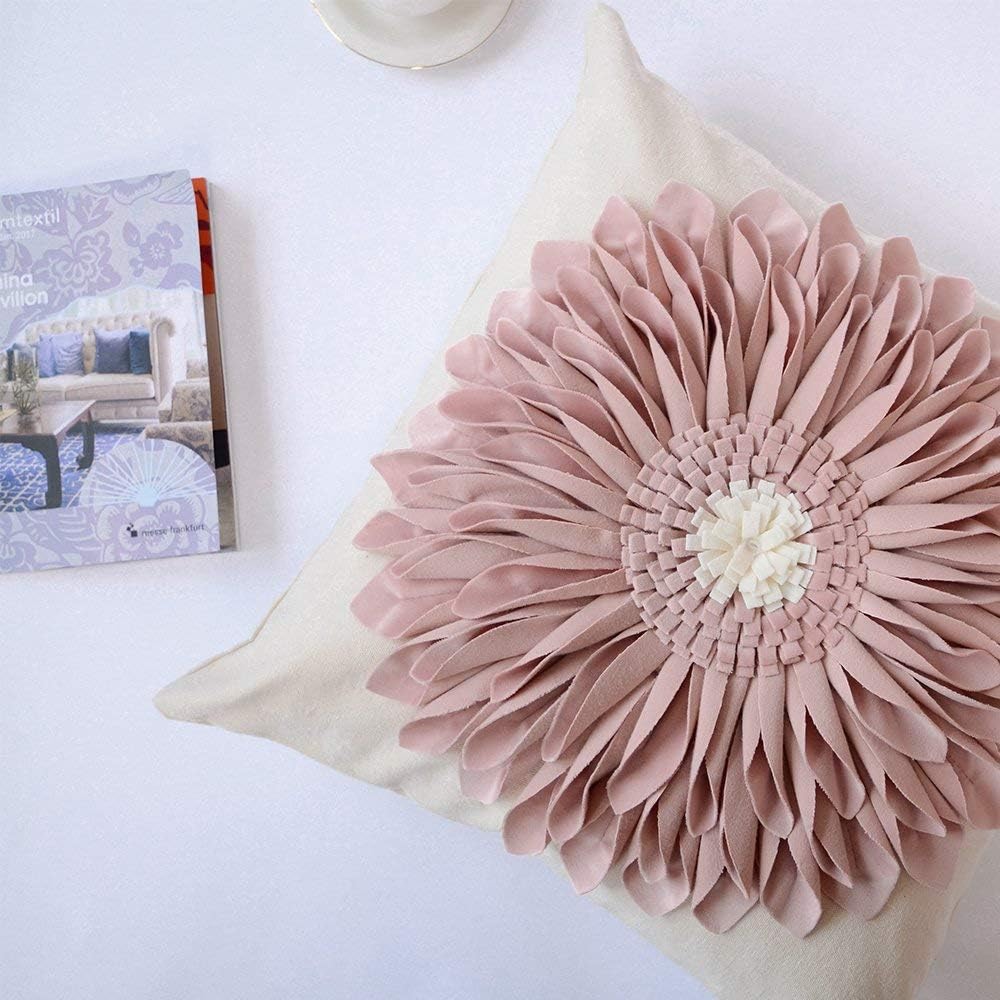 VG|pink-rose-pink-white-canvas|3D Sunflowers Throw Pillow Cover Wine Red
