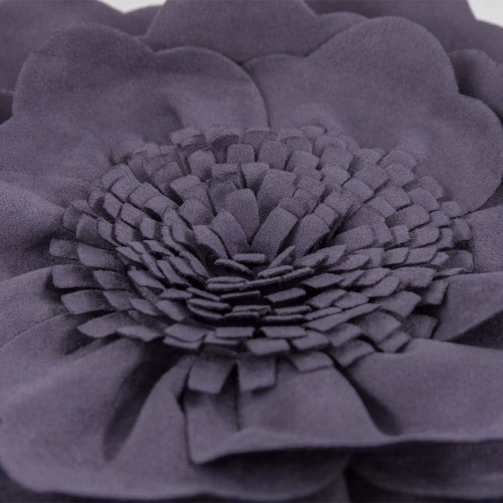 VG|purple|Flower Throw Pillow Cover Decorative Round Pillowcase Floral Cushion for Bed Sofa Couch Car Decor