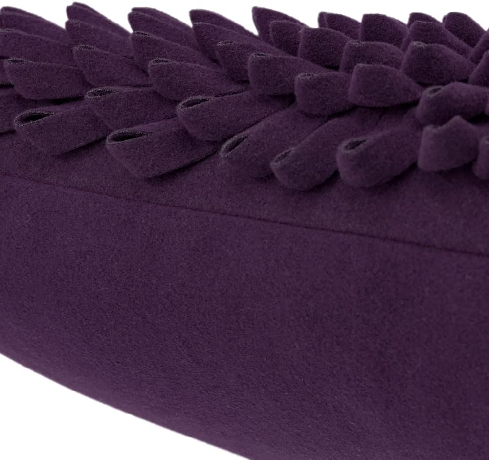 VG|purple|3D Flower Throw Pillow Cover, Velvet, Light Grey